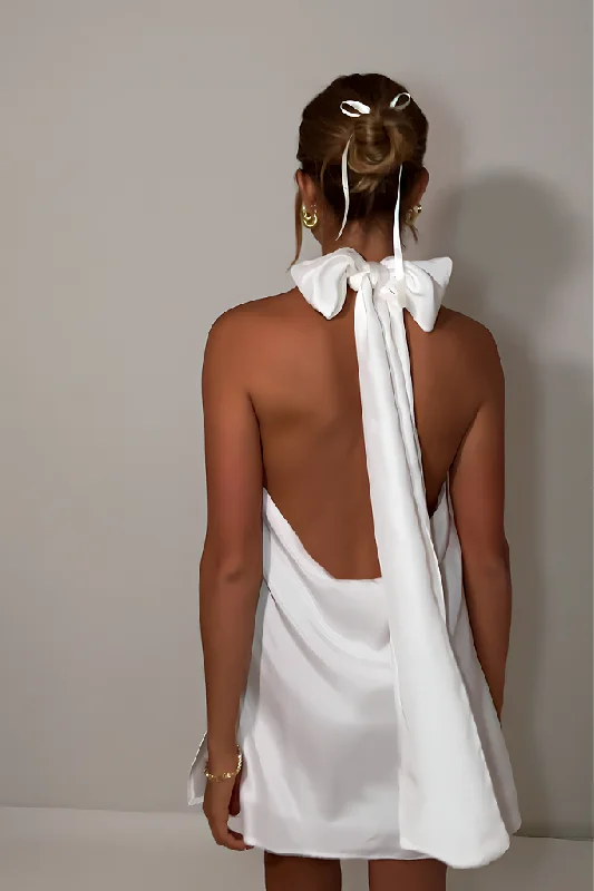SIENNA MINI DRESS - PEARL SILK Comfortable Ruffle Mini Dress