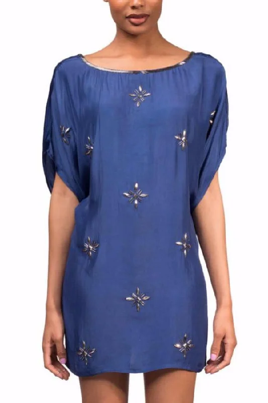 Silk Sapphire Mini Dress Fashionable Polka Dot Mini Dress