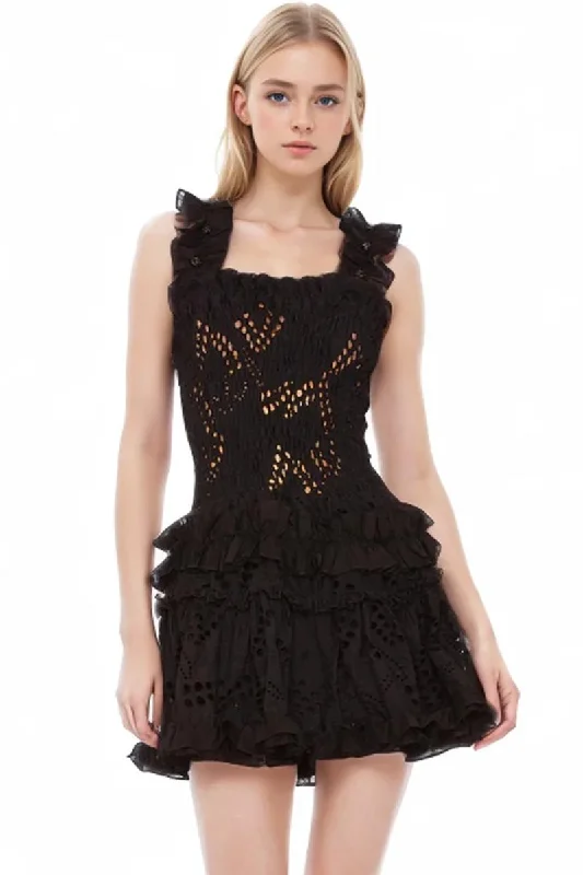 Solano Eyelet Mini Dress Cozy Knitted Mini Dress
