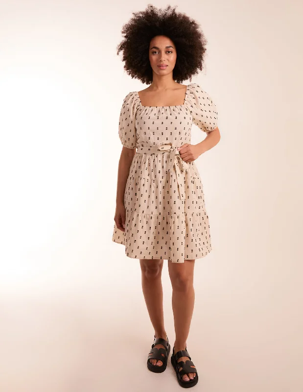 Dobby Spot Milkmaid Mini Dress Elegant Tulle Mini Dress