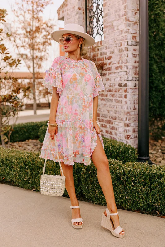 Sweet Blossom Ruffle Mini Dress Classic White Mini Dress