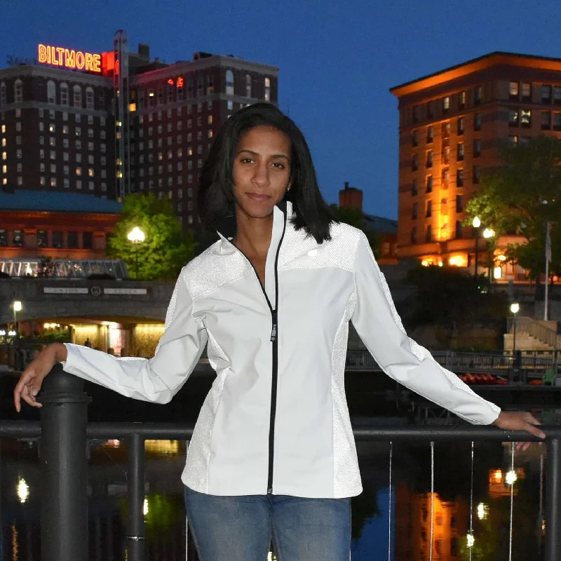 Tahoe Women's Performance Softshell Fleece Reflective Jacket in White Denim Jacket Leather Jacket Suede Jacket