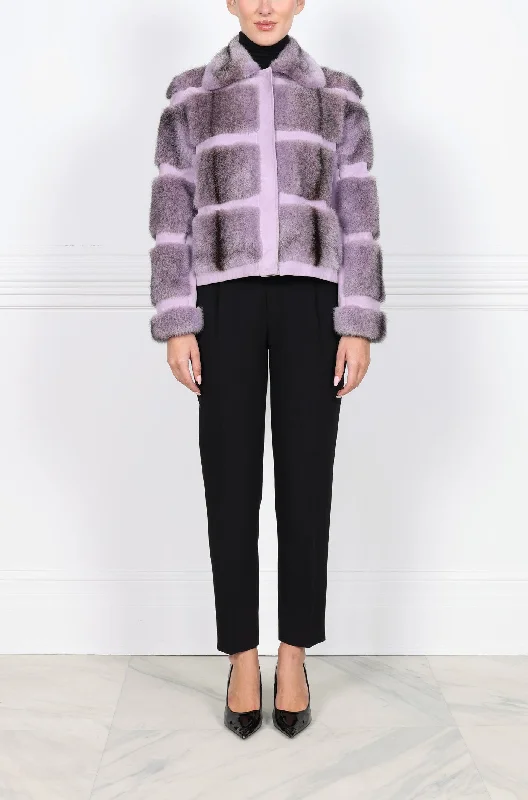 The Mini Lodge Mink Fur & Suede Jacket in Lavender Fleece Fabric Down Fabric Feather Fabric