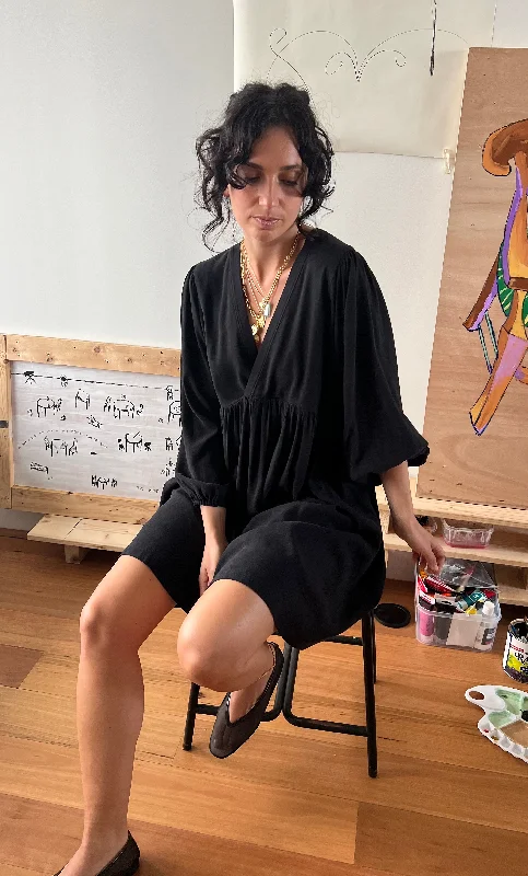 NEW The Tunik Harper Mini dress - Black Cozy Ribbed Mini Dress