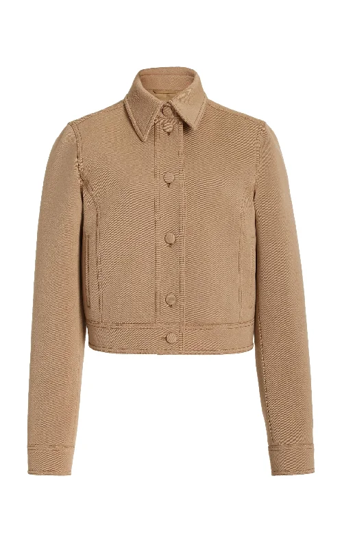 Thereza Jacket in Camel Double-Face Virgin Wool Twill Faux Fur Fabric Real Fur Fabric Shearling Fabric