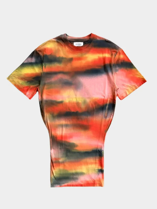 Tie Dye Jersey Mini Dress Trendy Crossover Mini Dress