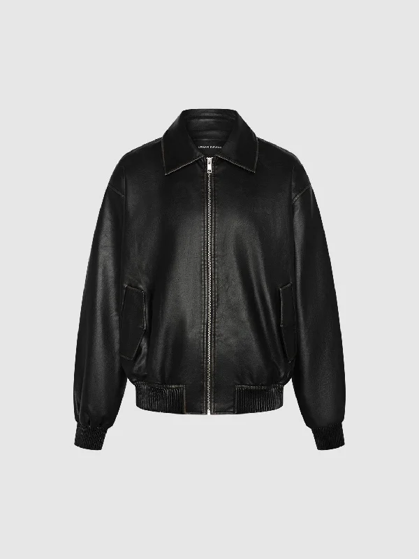 Vegan Leather Jacket Tailored Jacket Straight Jacket A-Line Jacket