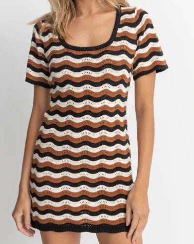 Venice Knit Mini Dress in Black Classic Solid Mini Dress