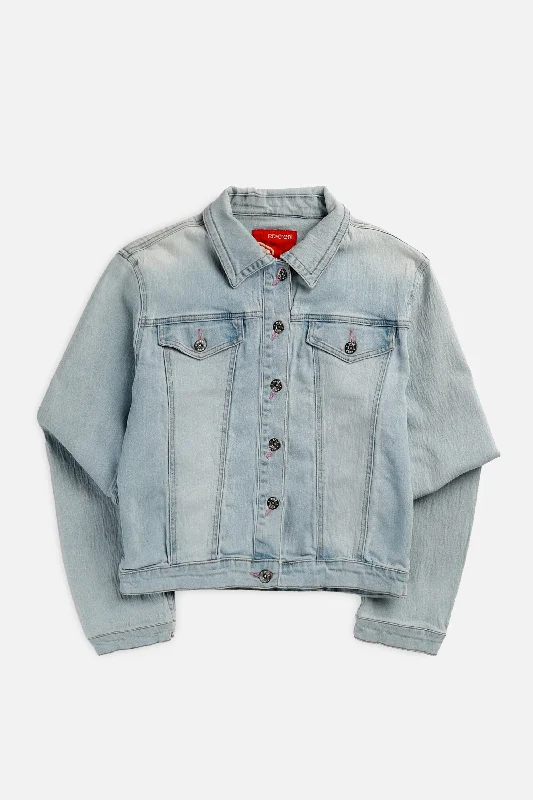Vintage Ecko Red Denim Jacket - Women's L Faux Fur Fabric Real Fur Fabric Shearling Fabric