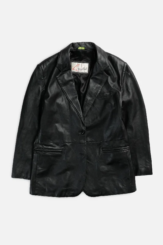 Vintage Leather Jacket - Women's L Nylon Fabric Polyester Fabric Spandex Fabric