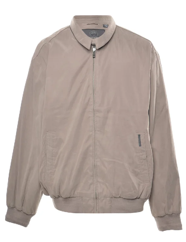 Weather Proof Zip-Front Light Brown Jacket - XL Tiered Jacket Buttoned Jacket Zippered Jacket