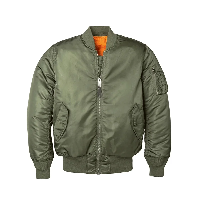 Women's Green MA-1 Nylon Flight Jacket Print Jacket Jacquard Jacket Patchwork Jacket