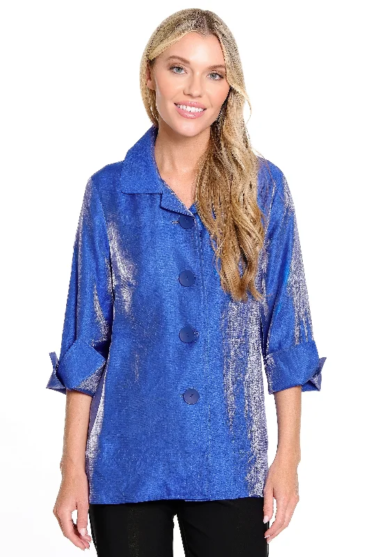 Woven Shimmer Jacket - Petite - Cobalt Jacket Blazer Coat