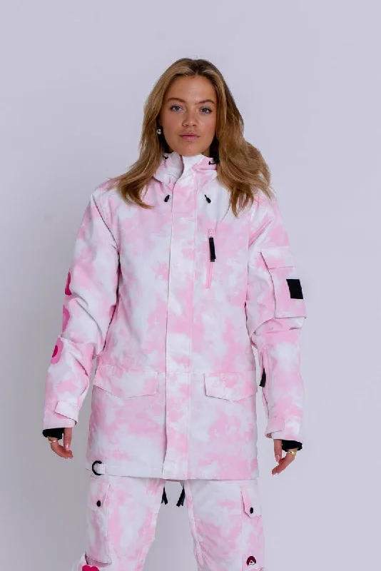 Yeh Girl Ski & Snowboard Jacket - Katie Ormerod Pink Tie Dye Signature line Collared Jacket Crew Neck Jacket Turtle Neck Jacket