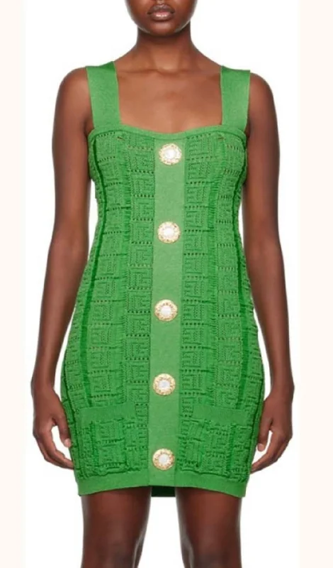 BODYCON KNIT MINI DRESS IN GREEN Trendy Wraparound Mini Dress