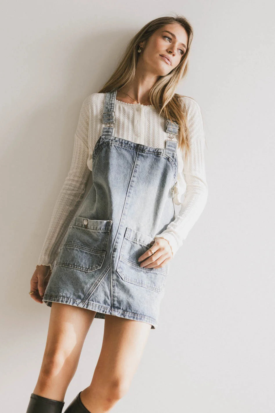 Koa Denim Mini Dress Elegant Mini Dress with Ruffles