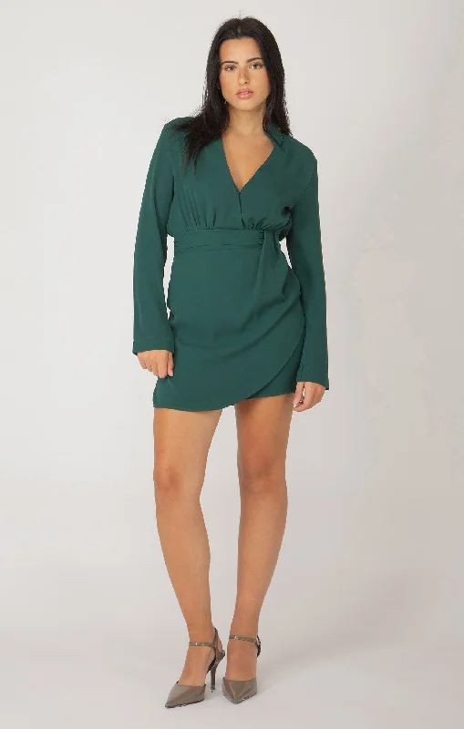 Long Sleeve Collared Mini Dress Stylish Short Sleeve Mini Dress