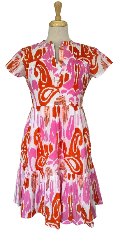 Pink Grapefruit Short Sleeve Folly Mini Dress by Madison Mathews Classic Shift Mini Dress