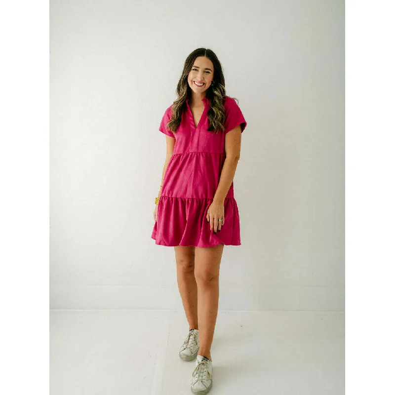 THML Pink Suede Mini Dress Elegant Satin Lace Mini Dress