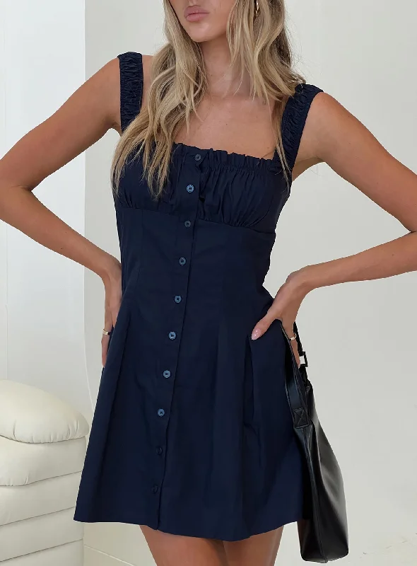 Wait For You Mini Dress Navy Tall Trendy Camisole Mini Dress