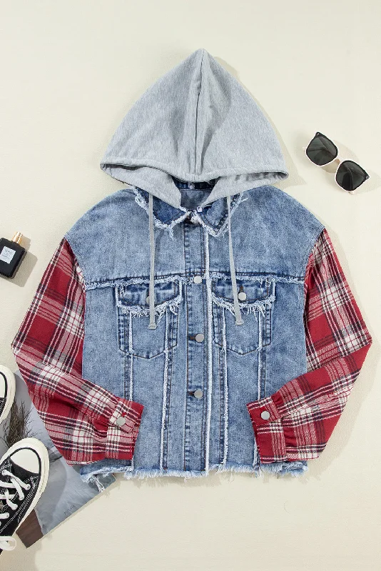 Long Sleeve Denim and Flannel  Button-down Jacket Belted Jacket Elasticated Jacket Padded Jacket