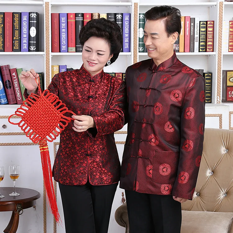 Brocade Parent's Birthday Matching Couple Traditional Chinese Jackets Knit Jacket Woven Jacket Fleece Jacket