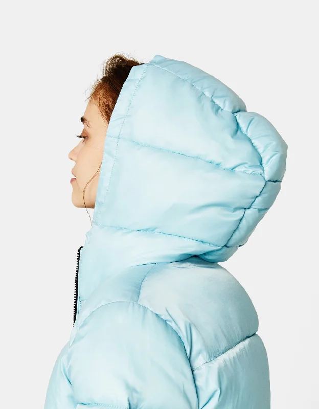 Puffer jacket with hood A-Line Jacket Boat Neck Shawl Collar