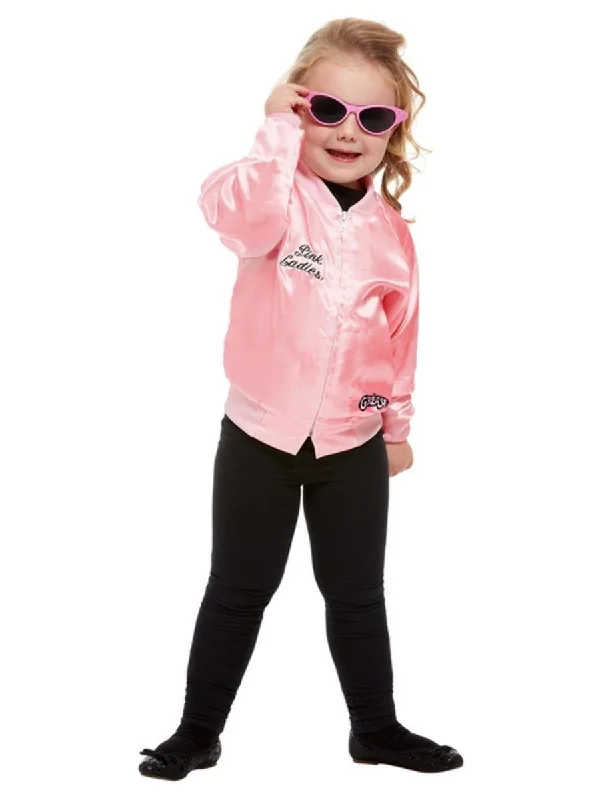 Grease Pink Ladies Jacket for Toddlers Collared Jacket Crew Neck Jacket Turtle Neck Jacket