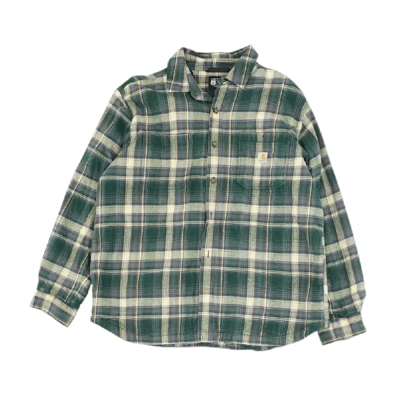 Green Plaid Lightweight Jacket Hoodie Zip-Up Jacket Button-Up Jacket