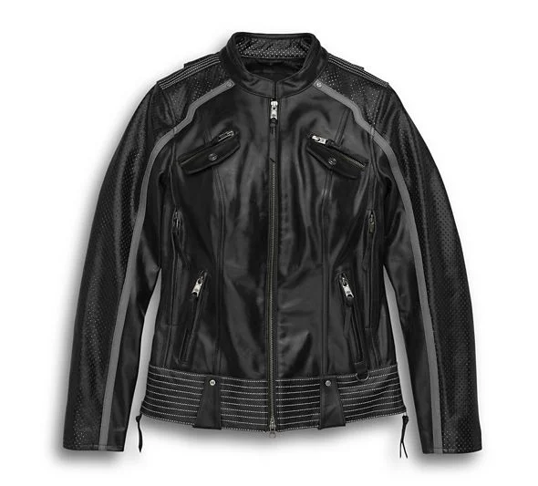 Harley Davidson Women's Hairpin Leather Jacket Nylon Fabric Polyester Fabric Spandex Fabric