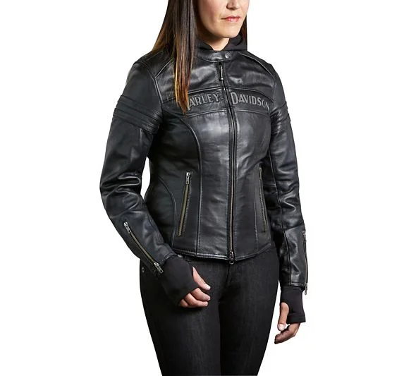 Harley Davidson Women's Miss Enthusiast 3-in-1 Leather Jacket Faux Fur Jacket Real Fur Jacket Shearling Jacket