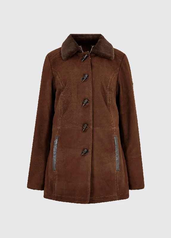 Clarke Leather Jacket - Walnut Ribbed Jacket Pleated Jacket Ruffled Jacket