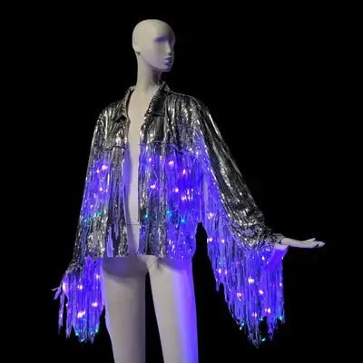 LED Fringe Sequin Jacket Anorak Shell Jacket Lightweight Jacket