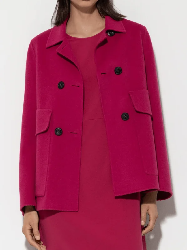 Luisa Cerano Double Face Jacket In Berry Pink 408591 4080 Col 0455 Ribbed Jacket Pleated Jacket Ruffled Jacket