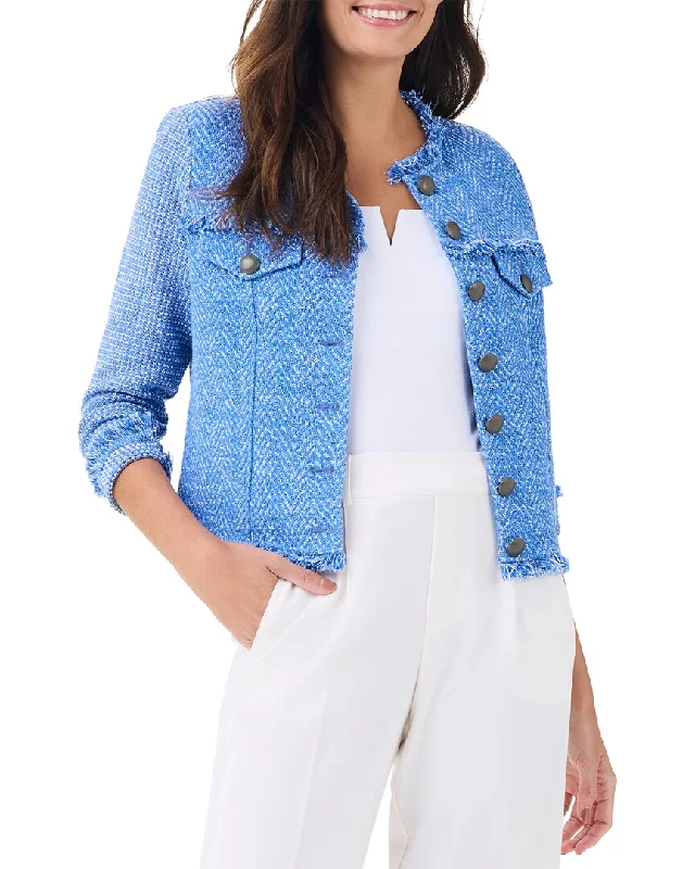 NIC+ZOE Utility Fringe Mix Knit Jacket Mesh Jacket Canvas Jacket Denim Jacket