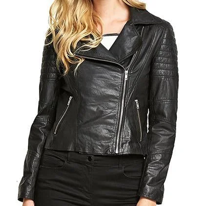 Super Minsy Women Biker Real Leather Jackets Wool Fabric Cashmere Fabric Tweed Fabric