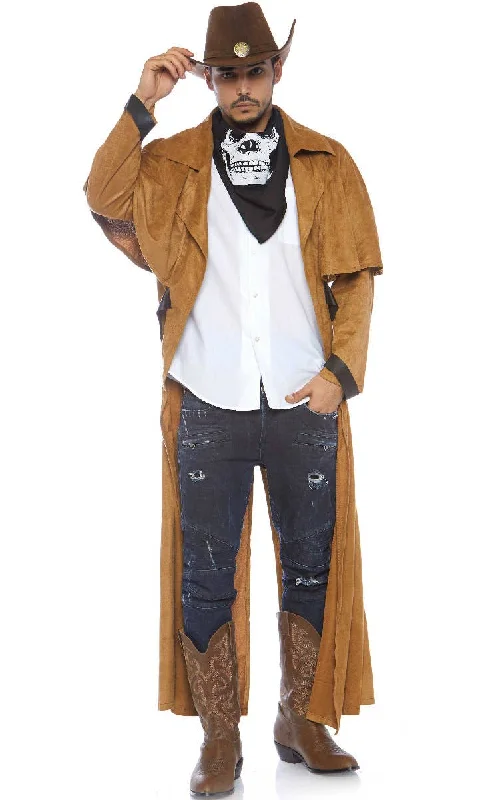 Wild West Cowboy Mens Tan Costume Jacket Ribbed Jacket Pleated Jacket Ruffled Jacket