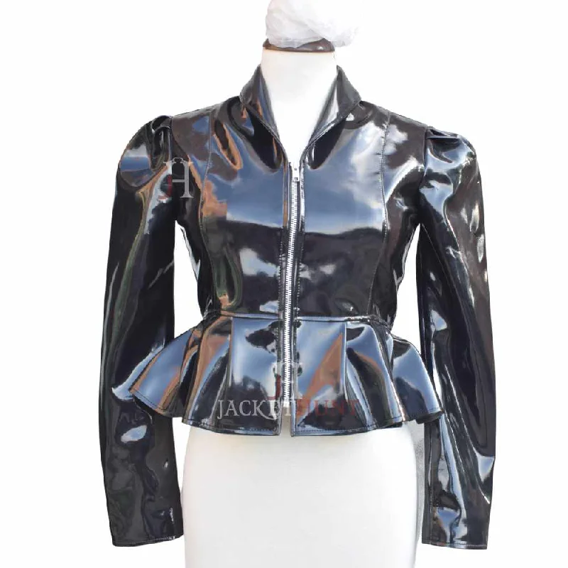 Women Night Black Vinyl PVC Leather Mini Dress | Sexy Weetlok Frock Jacket Rayon Jacket Velvet Jacket Corduroy Jacket