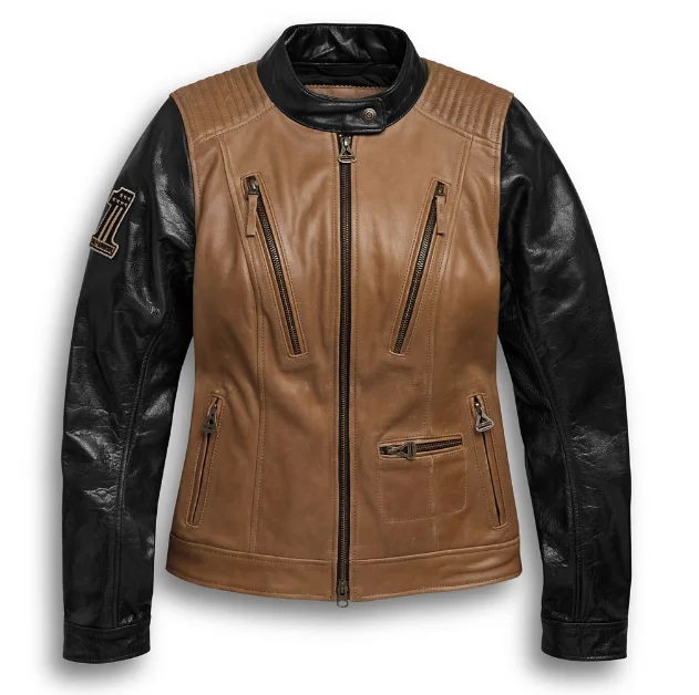 Women's Arterial Leather Jacket Belted Jacket Elasticated Jacket Padded Jacket