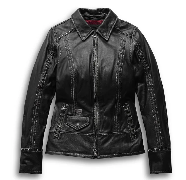 Women's Intrepidity Leather Jacket Ribbed Jacket Pleated Jacket Ruffled Jacket