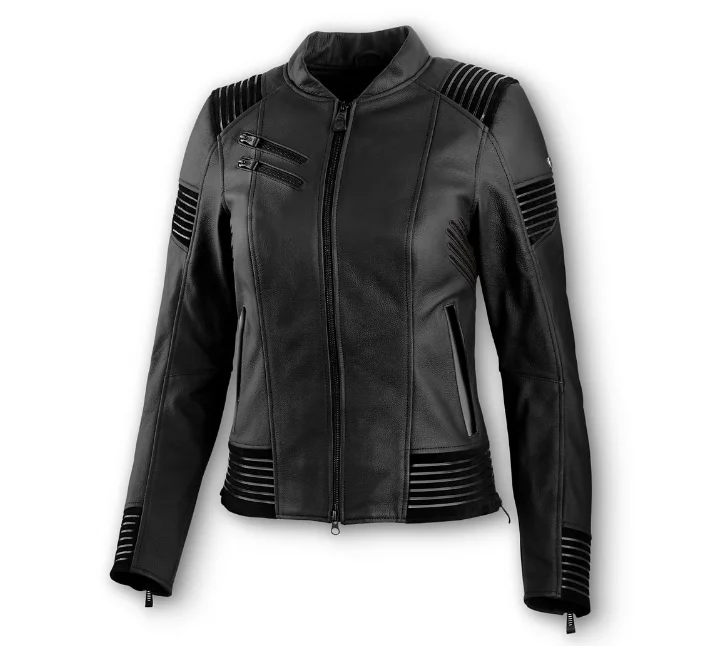 Women's Motopolis Leather Jacket Tailored Jacket Straight Jacket A-Line Jacket