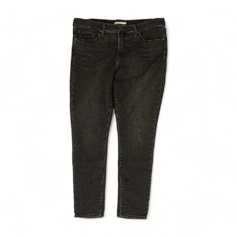 311 Black Solid Skinny Leg Jeans Comfortable Mid-Rise Jeans