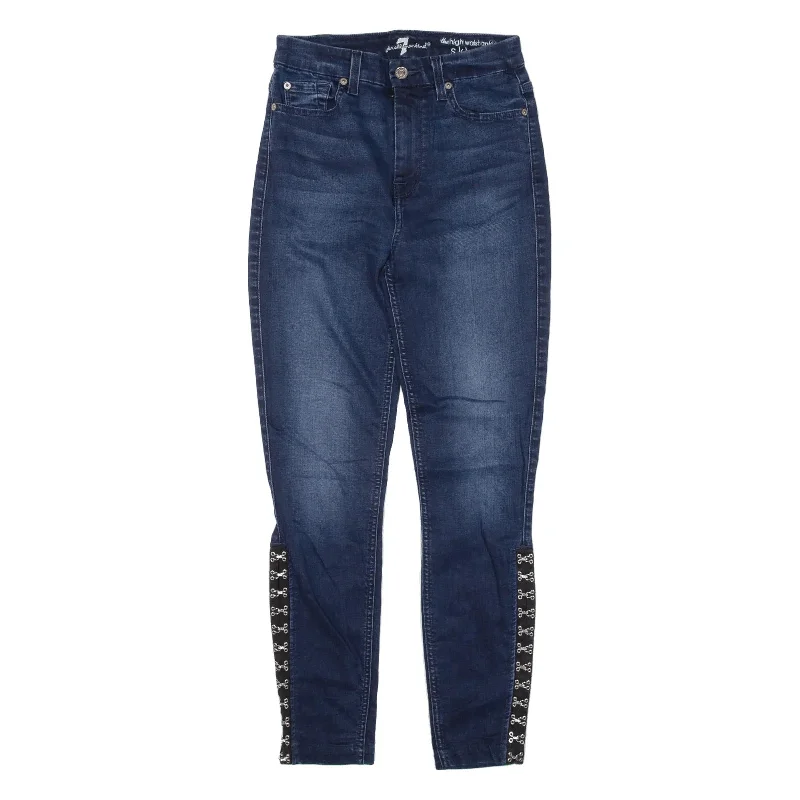 7 FOR ALL MANKIND High Waist Jeans Blue Denim Slim Skinny Womens W26 L26 Casual Bootcut Ripped Jeans