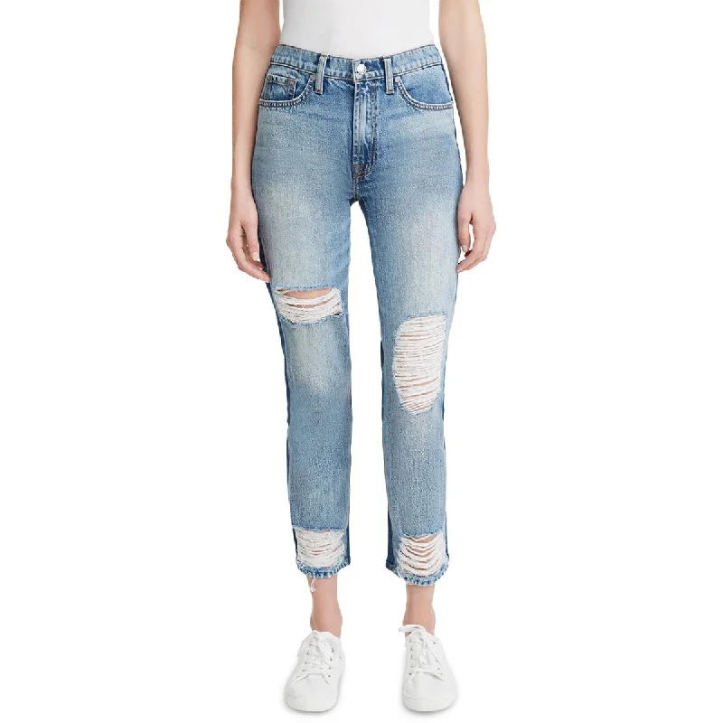 7 For All Mankind Womens 50/50 Destroyed Two-Tone Cropped Jeans Comfortable Flare Leg Jeans 7 For All Mankind Womens 50/50 Destroyed Two-Tone Cropped Jeans Comfortable Flare Leg Jeans