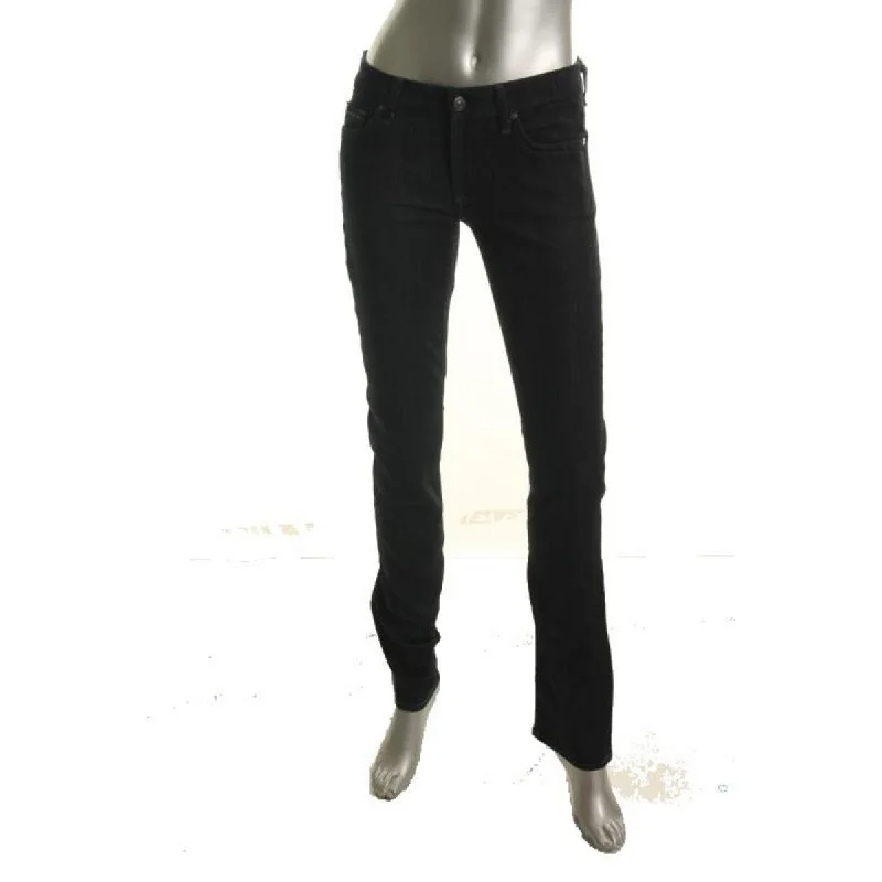 7 For All Mankind Womens Kimmie Stretch Denim Straight Leg Jeans Comfortable Faded High-Rise Jeans