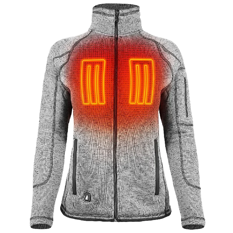 ActionHeat Womens Battery Heated Sweater Jacket Grey Insulated Jacket Fitted Jacket Loose Jacket