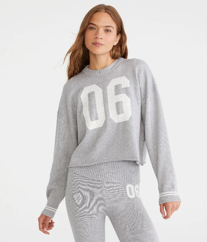 Aeropostale Sports Jersey Crew Sweater Notch Collar Peter Pan Collar Cowl Neck