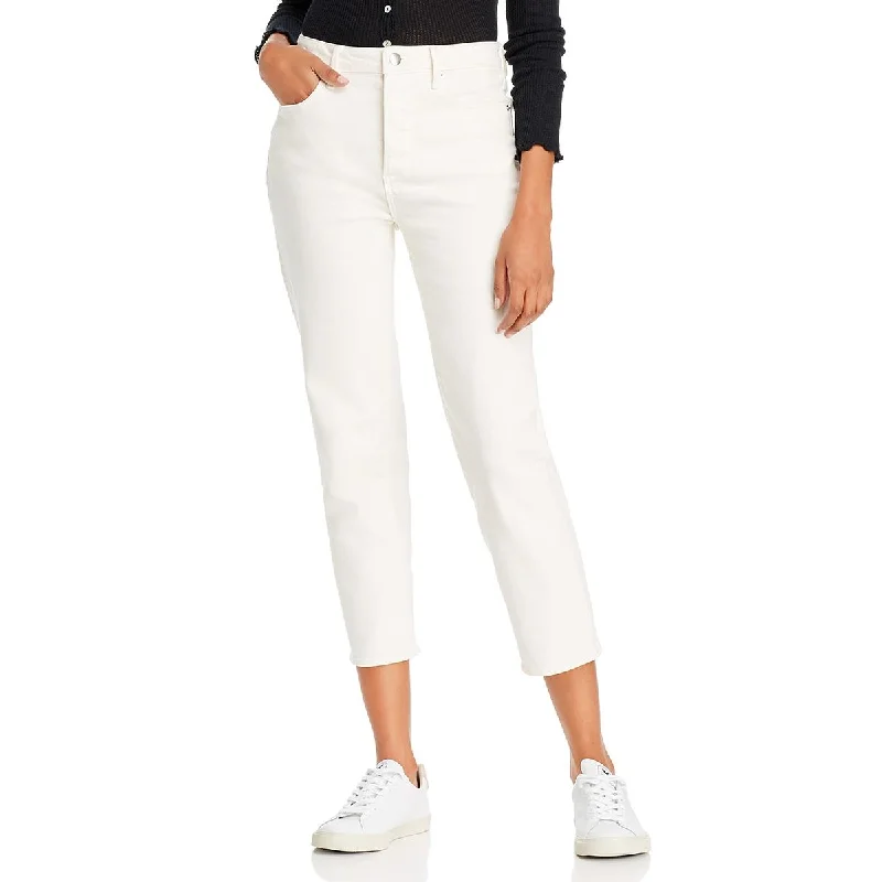 Aqua Womens Denim Button Fly Cropped Jeans Cozy Relaxed Fit Denim Jeans