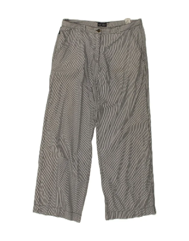 ARMANI JEANS Womens Chino Trousers US 12 Large W32 L31 Grey Striped Fashionable Vintage Wash Jeans