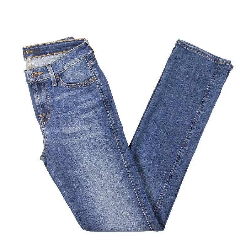 Womens Mid-Rise Faded Skinny Jeans Fashionable Button-Front Jeans